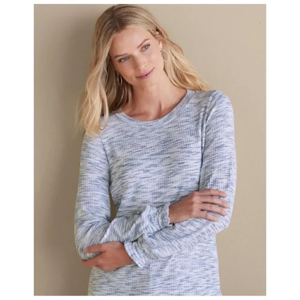 Soft Surroundings Women’s Evie Space-Dye Top in Blue Heather